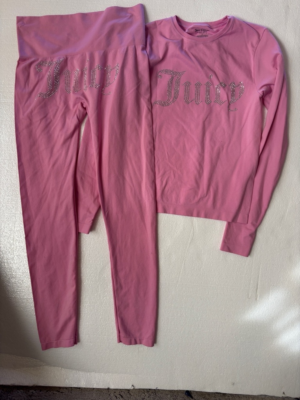 Juicy Couture Pink Rhinestone Logo Two-Piece Pajama Set